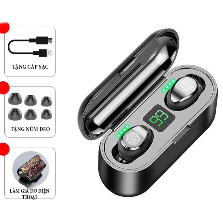 Tai Nghe Bluetooth True Wireless Amoi F9 Pro,Kiêm Sạc Dự Phòng Đồng Hồ Hiện Thị % Pin, Bảo Hành 6 Tháng