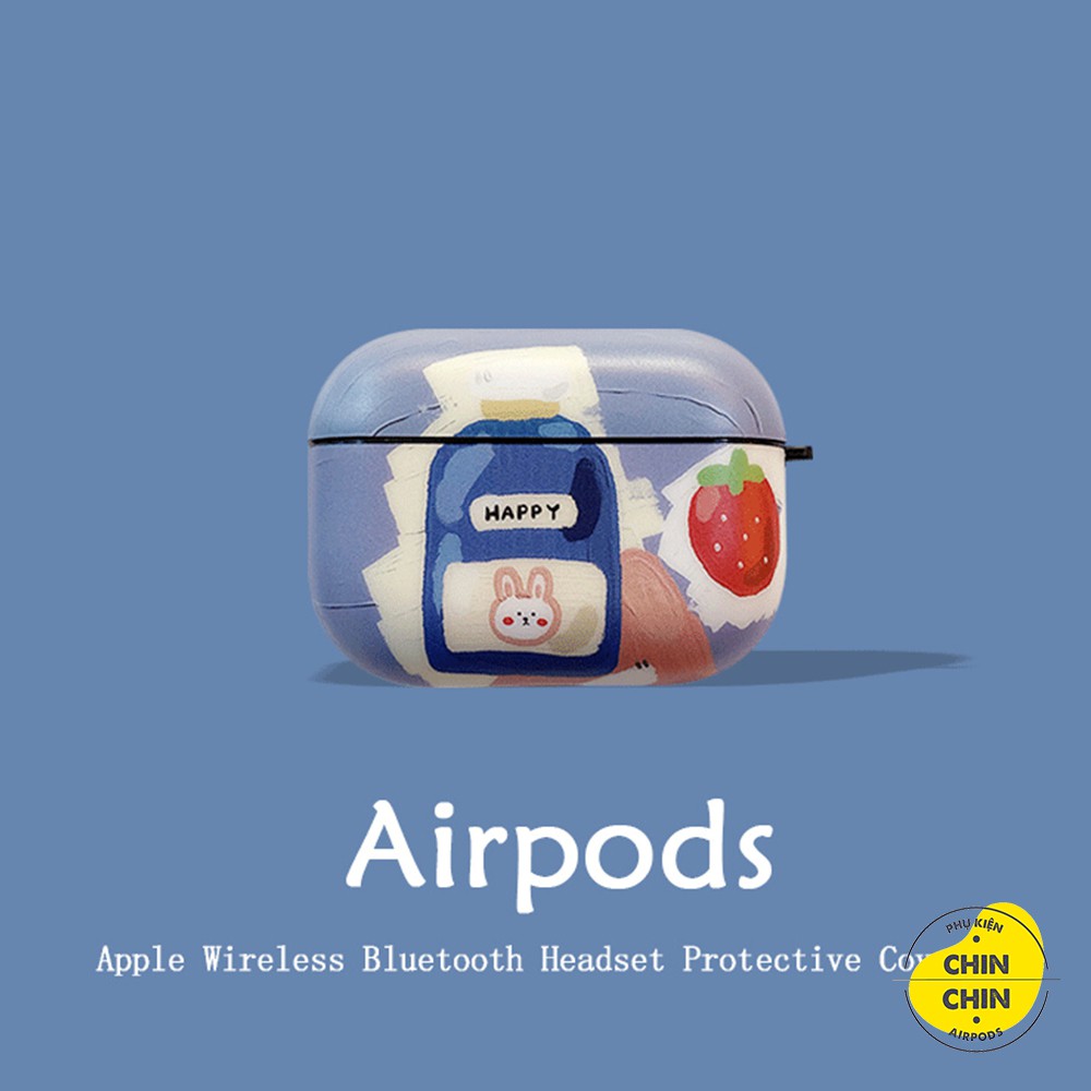 Case Vỏ Bao Airpods Đựng Tai Nghe Airpod 1 2 Pro Thỏ Happy Bằng Nhựa Dèo TPU Chống Bám Bụi Cực Cute - Chinchin Case