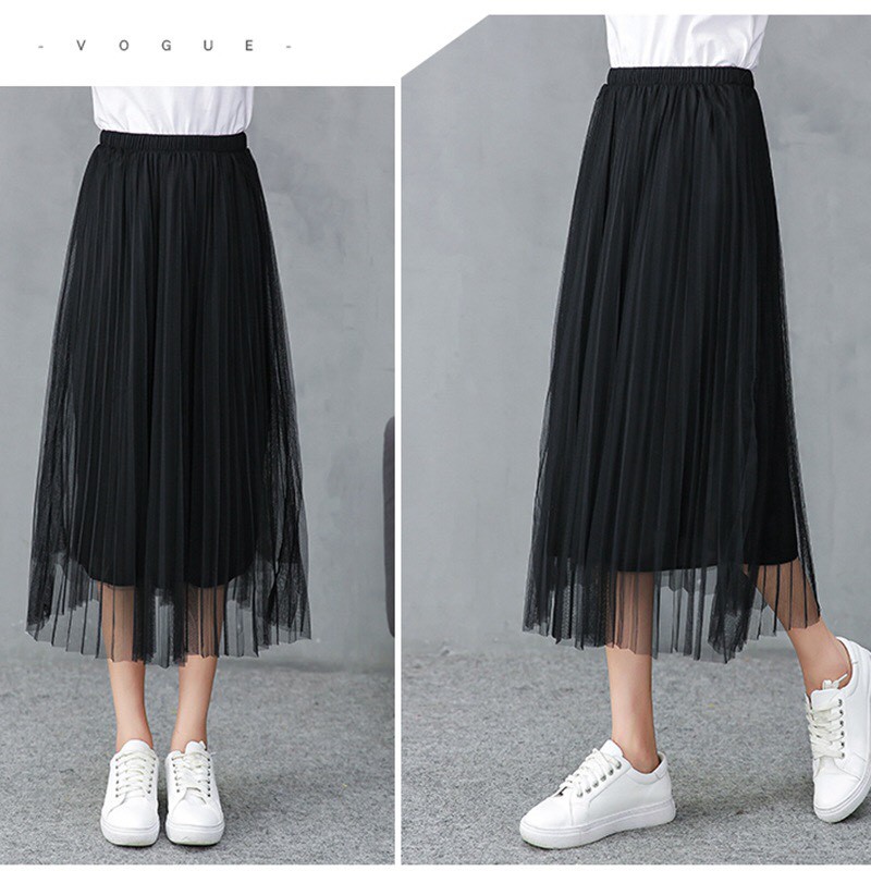 Chân váy dập ly voan dài tiểu thư(freesize) | BigBuy360 - bigbuy360.vn