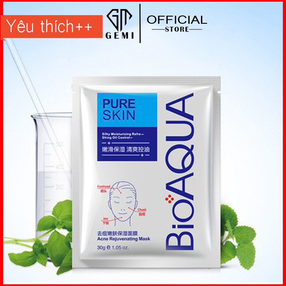 Mặt Nạ Dưỡng Trắng Pure Skin 🌿𝑭𝒓𝒆𝒆𝒔𝒉𝒊𝒑🌿 Xóa Tan Mụn BioAQUA - Sạch Nhờn, Hết Mụn Mặt Nạ Dành Cho Da Dầu Mụn