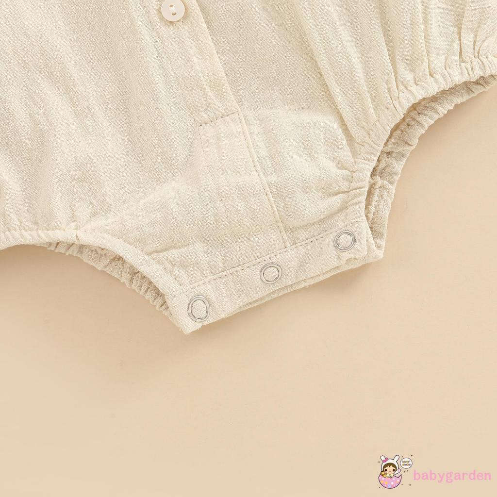 Bộ Áo Liền Quần Tay Dài Màu Trơn Cài Nút Thắt Nơ Dành Cho Bé Trai 0-18 Tháng Tuổi