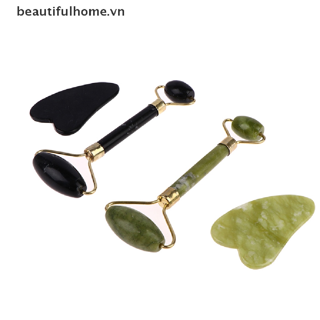 (Hàng Mới Về) Bộ 2 Cây Lăn Đá Ngọc Bích Tự Nhiên Mát Xa