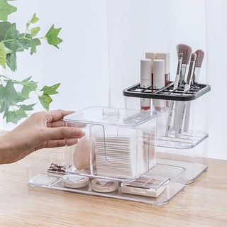Hộp đựng son, cọ trang điểm trong suốt