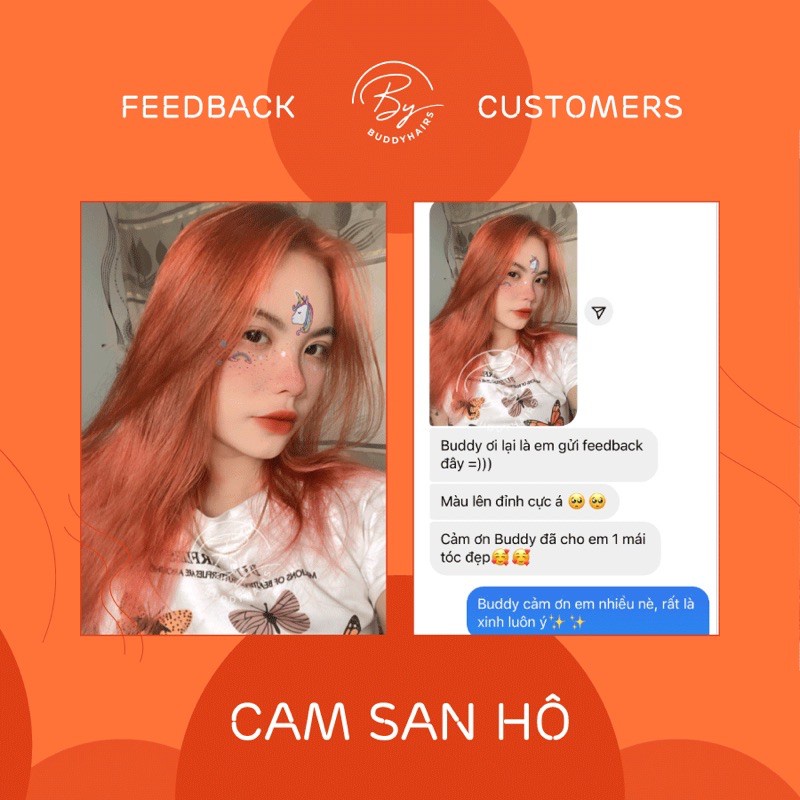 Thuốc nhuộm tóc Cam san hô / Cam sáng set đã bao gồm Thuốc nâng tone tóc