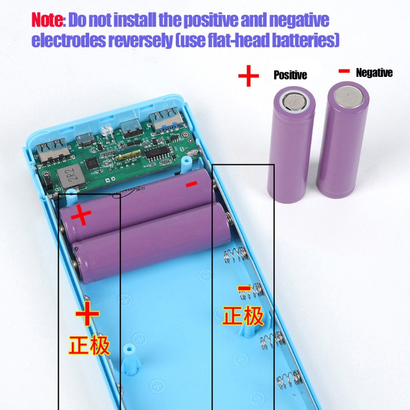 Vỏ pin sạc dự phòng QC3.0 USB màn hình LCD 8x18650 có thể tháo rời tùy chọn màu sắc