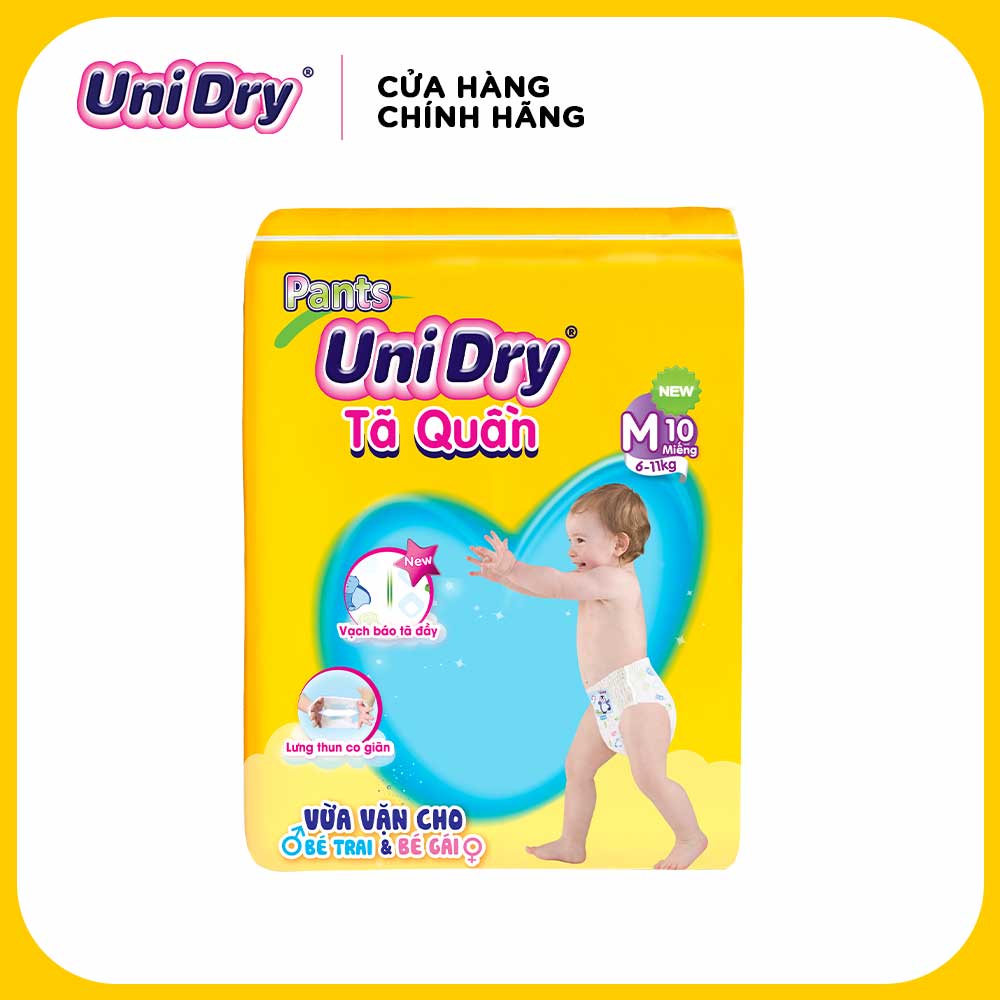 (Tặng 1 gói tã quần size M10) Tã quần UniDry gói Jumbo size M (60 miếng)