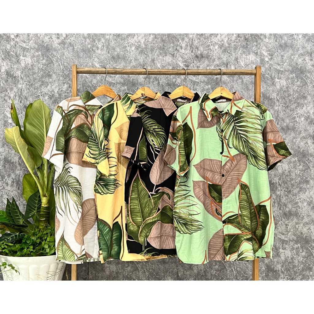 MẪU MỚI  Áo Sơ Mi Hawaii Đũi Tơ Cao Cấp