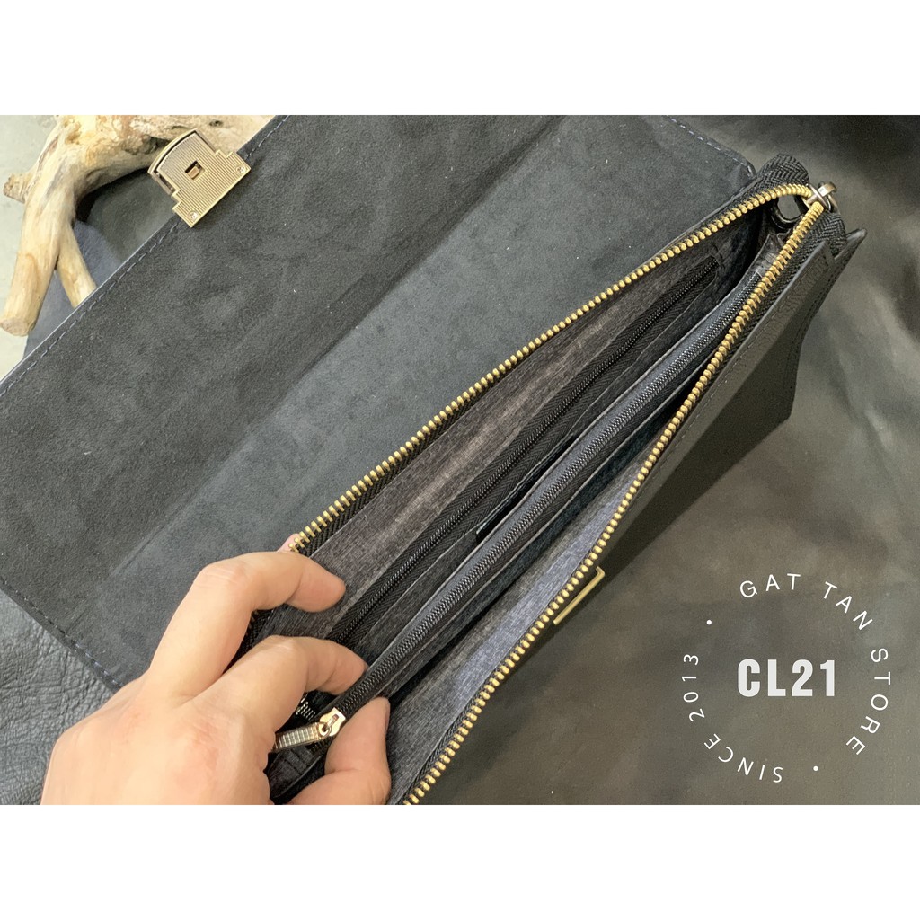 [BẢO HÀNH TRỌN ĐỜI] Clutch Da Bò Cầm Tay Cao Cấp Hàng Đẹp Gạt Tàn Store / Cam Kết Da Bò Thật 100% - CL21