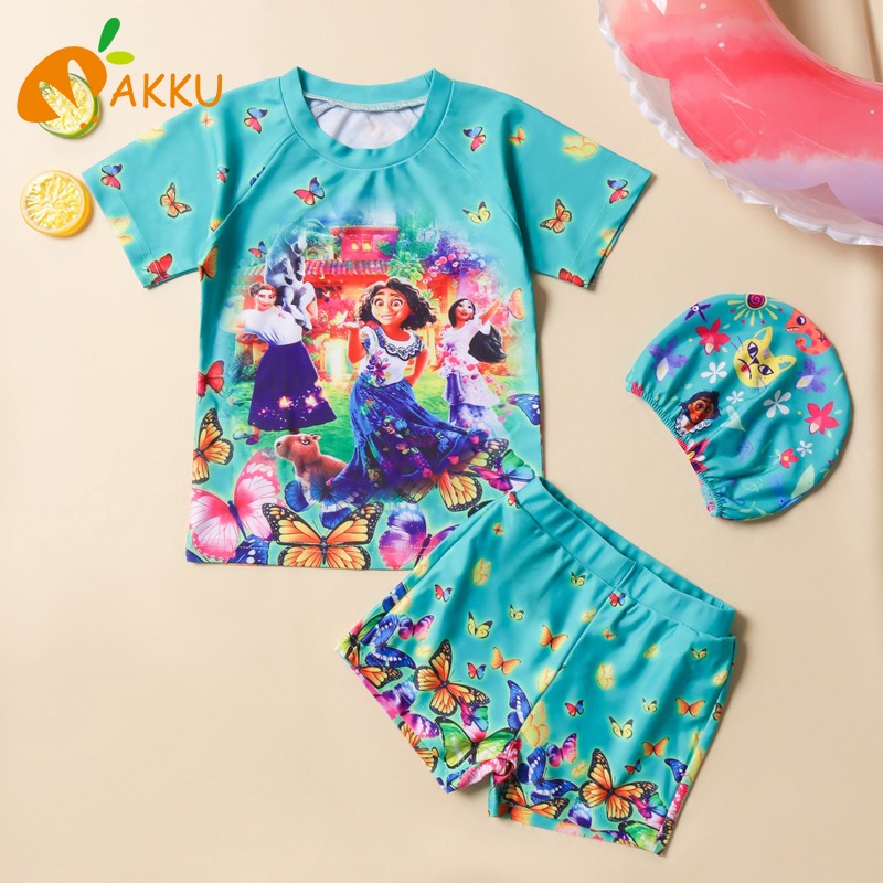 Bộ Đồ Bơi Kèm Nón Họa Tiết Hoạt Hình Anime Cho Bé Gái