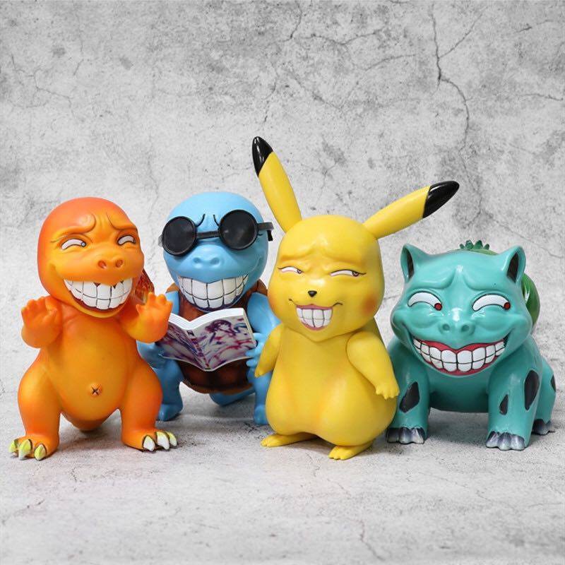 Mô hình nhân vật Pikachu, Charmander, Squirtle, Gangar, Bulbasaur mặt bựa