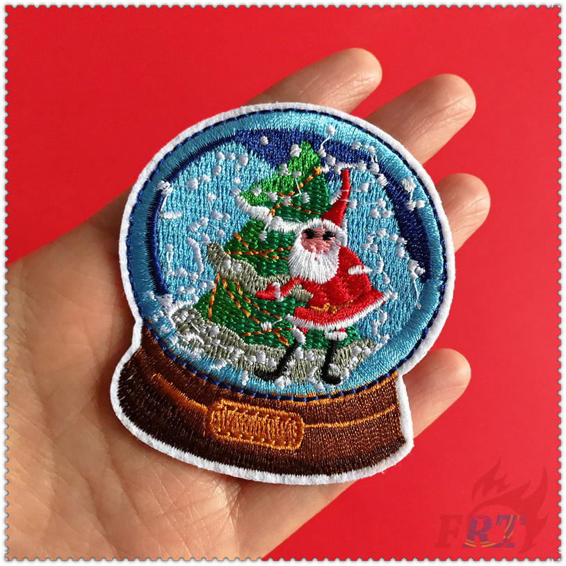 ✿ Giáng sinh vui vẻ!Miếng Dán Ủi Lên Quần Áo ✿ Sticker Ủi Thêu Hình Ông Già Noel / Cây Thông / Bánh Gừng / Người Tuyết 1 Cái