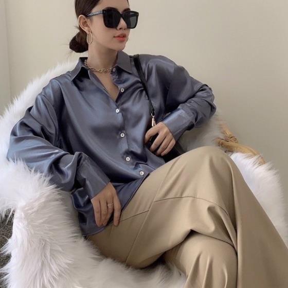 Áo sơ mi nữ tay dài Lụa Hàn form rộng, sơ mi nữ lụa đẹp dài tay Freesize nhiều màu- ASM05 | BigBuy360 - bigbuy360.vn