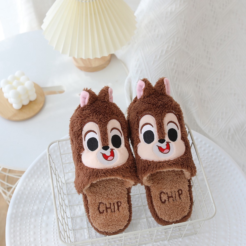Dép Bông Đi Trong Nhà Hình Hoạt Hình Disney Winnie The Pooh Stitch Alien Chipmunks Quà Tặng Cho Bé Gái