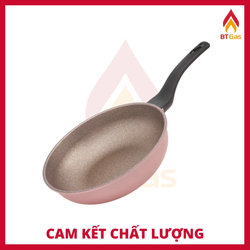 Chảo đúc chống dính men đá ceramic đáy từ Green Cook GCP05-IH màu hồng công nghệ 7 lớp chống dính Hàn Quốc