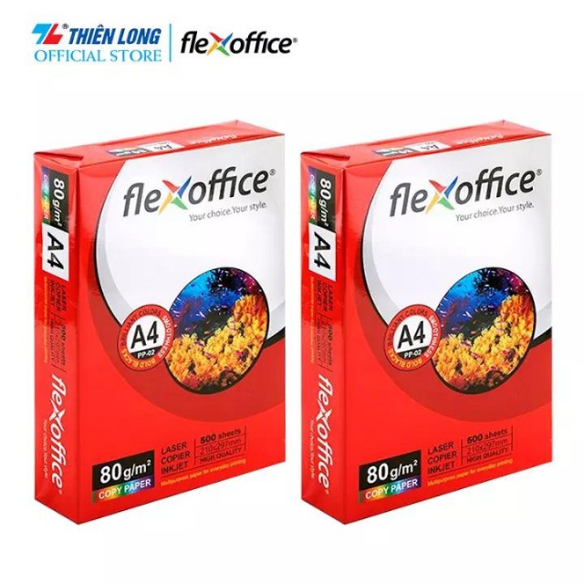 Giấy In A4 Thiên Long Flexoffice PP-02- 80gsm- 500 tờ/ream- Chất Lượng Cao