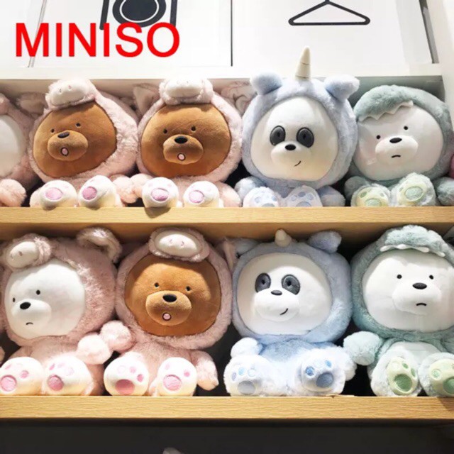 Miniso đồ chơi nhồi bông Hình Chú Gấu We Bare Bears Đáng Yêu