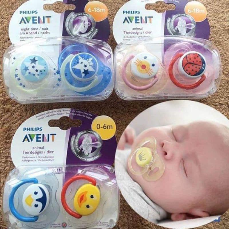 Ti giả Avent / Ti giả chỉnh nha Philips Avent Chính Hãng cho bé, có nắp đậy (giá 1 chiếc)