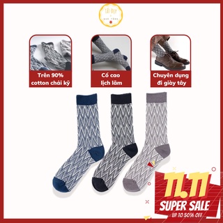 Tất vớ nam cổ cao thời trang PHANTOM 3 màu chất cotton dày dặn đi giày Tây cao cấp chống hôi chân