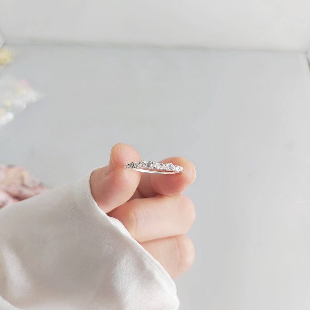 Nhẫn bạc nữ nạm đá Gavia lấp lánh DaLiA Jewelry nhẫn bạc thật 925 cao cấp