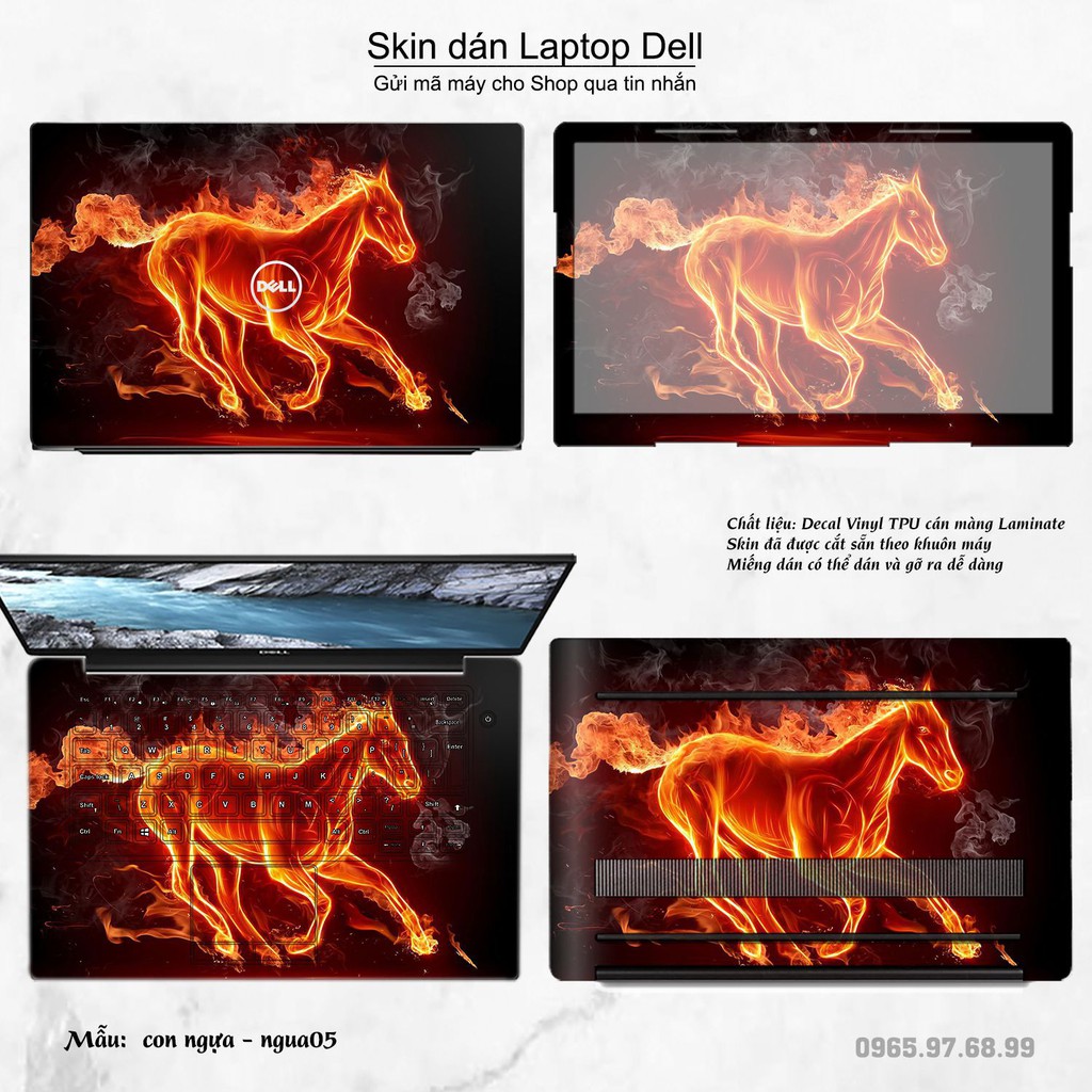 Skin dán Laptop Dell in hình Con ngựa (inbox mã máy cho Shop)