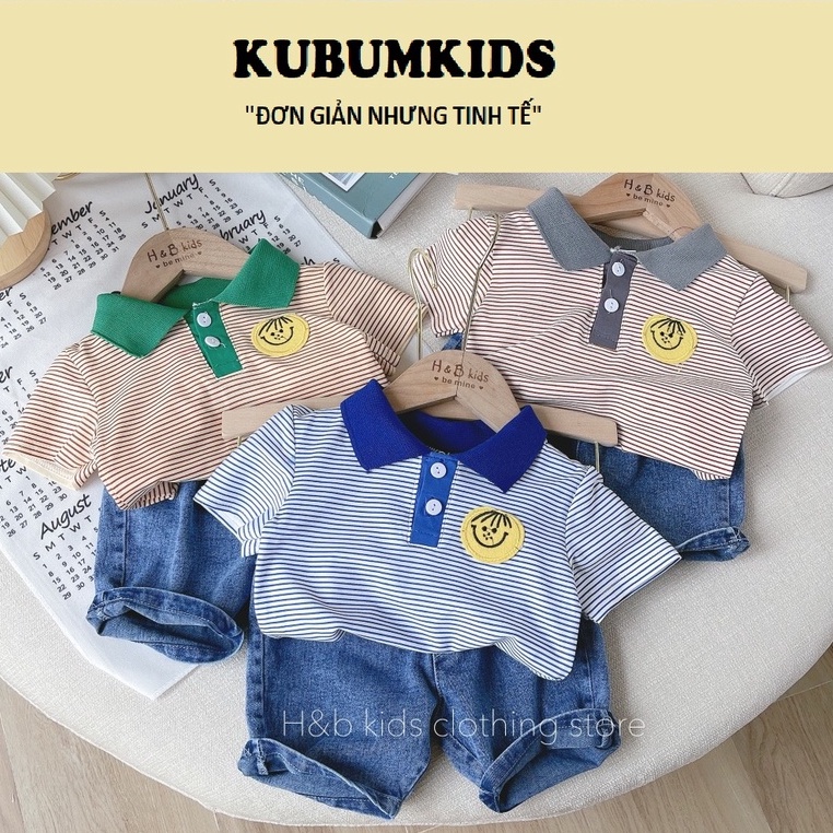 Bộ quần áo, Sét ÁO THUN COTTON CỔ TRỤ+QUẦN BÒ, QUẦN JEAN bé trai 8-20kg
