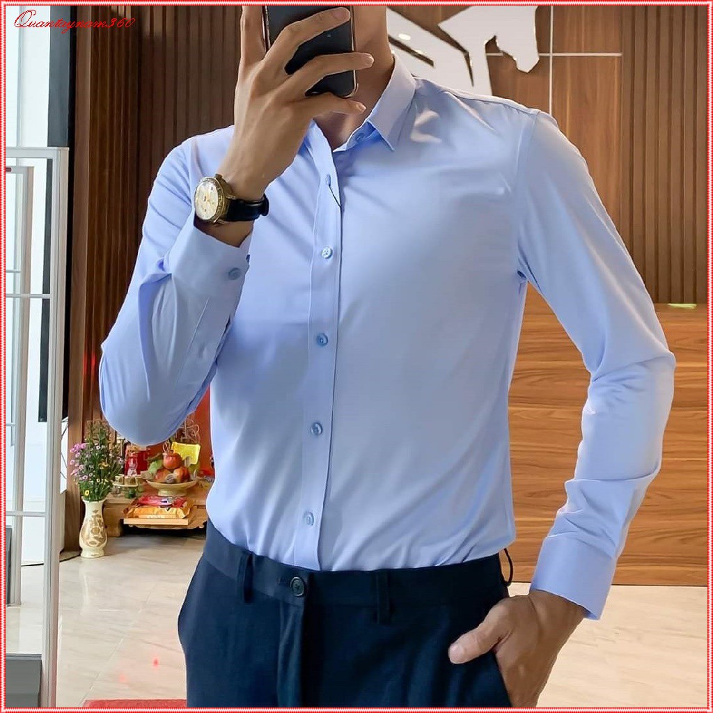 Áo sơ mi nam dài tay cao cấp 98WEAR Chất liệu lụa mềm mịn , kiểu dáng Hàn Quốc không nhăn, không xù , thấm hút mồ hôi | BigBuy360 - bigbuy360.vn