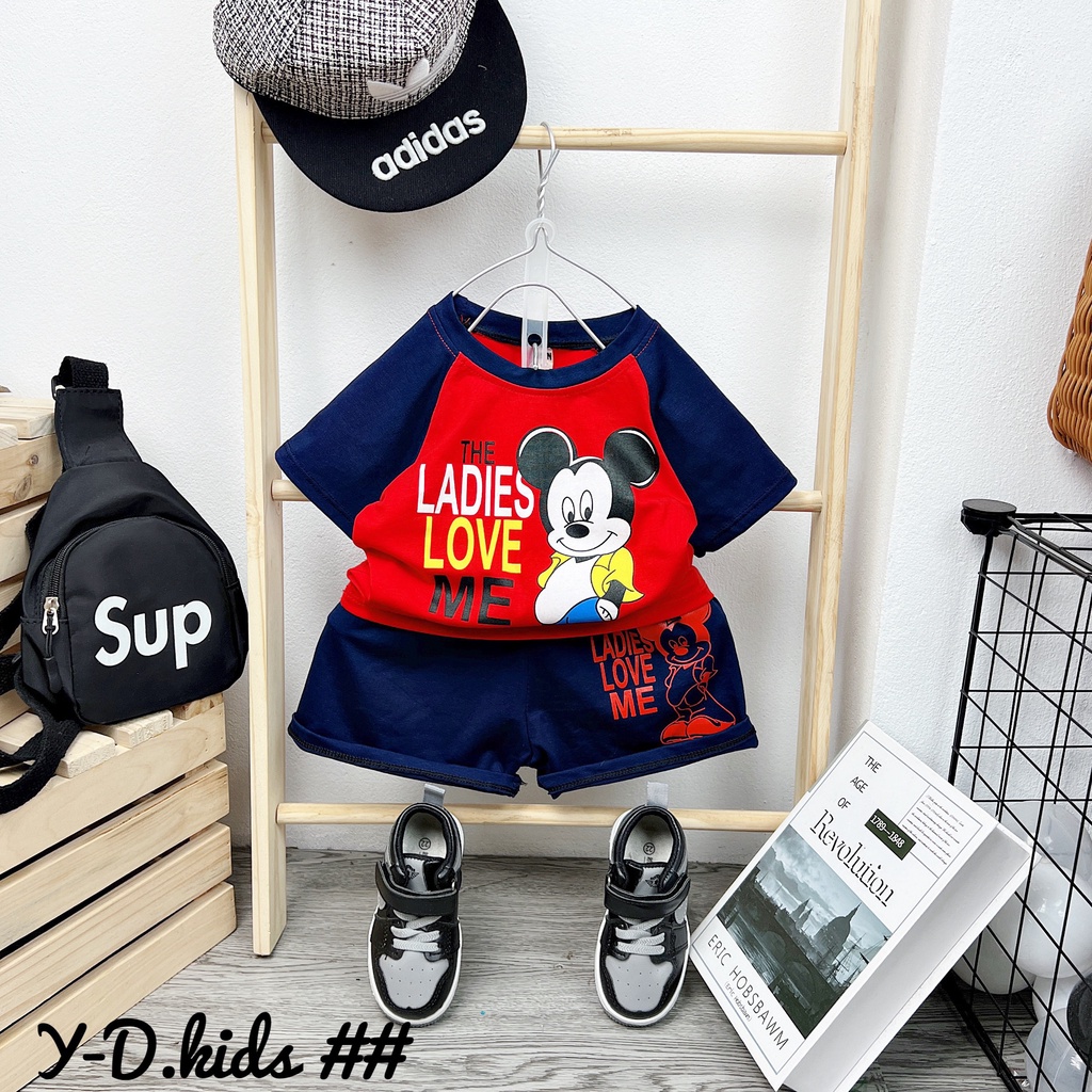 BOT14 - Bộ bé trai, bộ cộc tay bé trai, chất cottonin hình micky từ 8-21kg