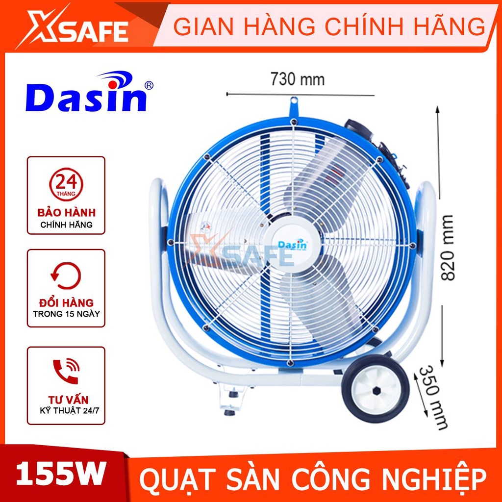 Quạt di động công nghiệp Dasin TANK2460 công suất 155W, 220V/50Hz, kích thước 730x250x820mm - chính hãng - xsafe