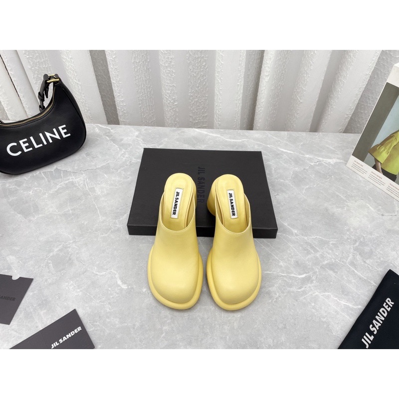 Giày sục cao gót mũi vuông thương hiệu Jil Sander da thật cao cấp nhiều màu