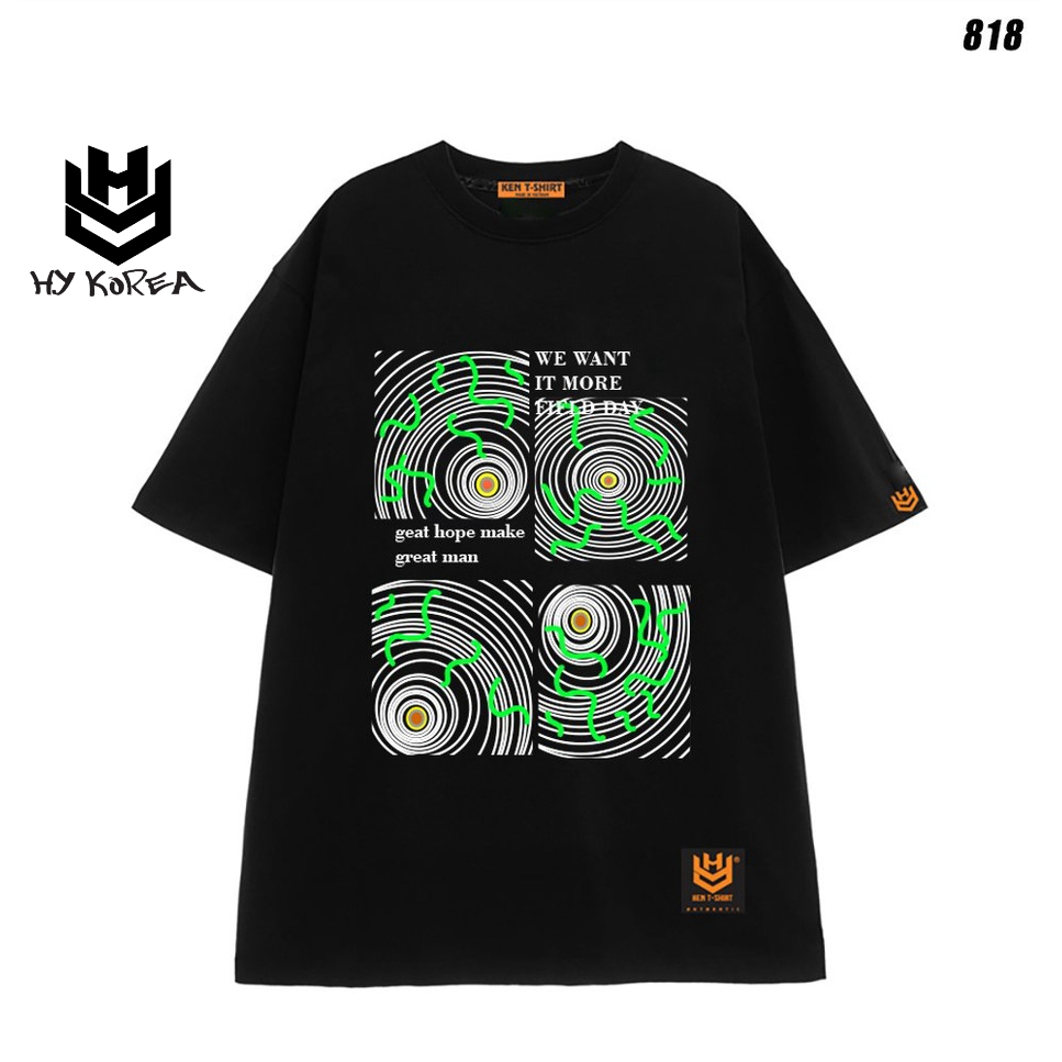 Áo thun tay lỡ unisex form rộng nam nữ Vòng xoáy 818 HY KOREA