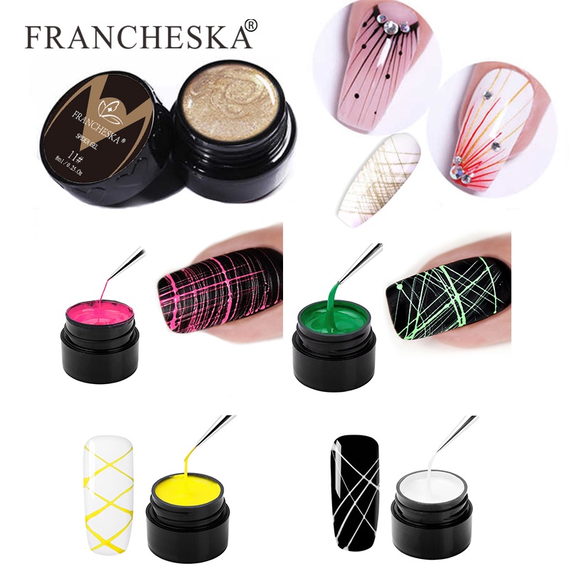 Francheska 3d Họa Tiết Nhện Móng Gel Sáng Tạo Dây Rút Gel Móng Tay Ba Lan Móng Tay Nghệ Thuật Cho Móng Tay Bán Thường Trực Gel Uv sơn Móng Tay