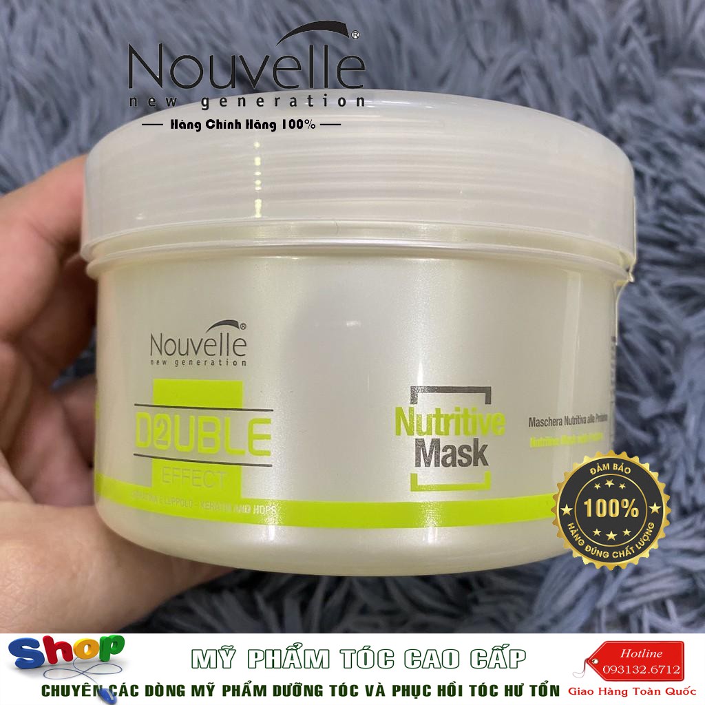 [Nouvell-chính hãng] Hấp dầu dược thảo dưỡng trị tóc hư Nouvelle Double Effect Nutritiv Mask 500ml