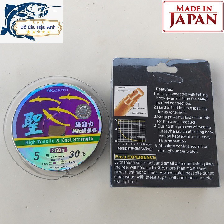 Cước câu cá Nhật Bản OKAMOTO 250m đủ size siêu bền, siêu rẻ hàng hót 22
