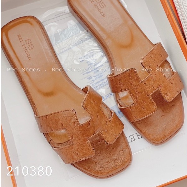 BEESHOES - DÉP NỮ MŨI VUÔNG QUAI NGANG CHỮ H - DÉP NỮ MŨI VUÔNG QUAI NGANG ĐẾ BỆT SẴN MÀU ĐEN - TRẮNG - GHI - NÂU 210380