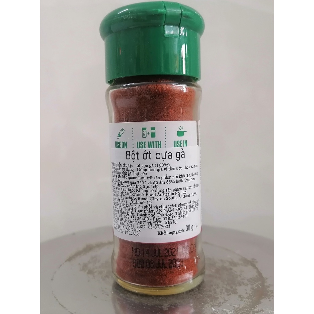 [Lọ nhỏ 30g - Paprika Ground] BỘT ỚT CỰA GÀ (Gia vị thực phẩm) [Australia] MCCORMICK (anm-hk)