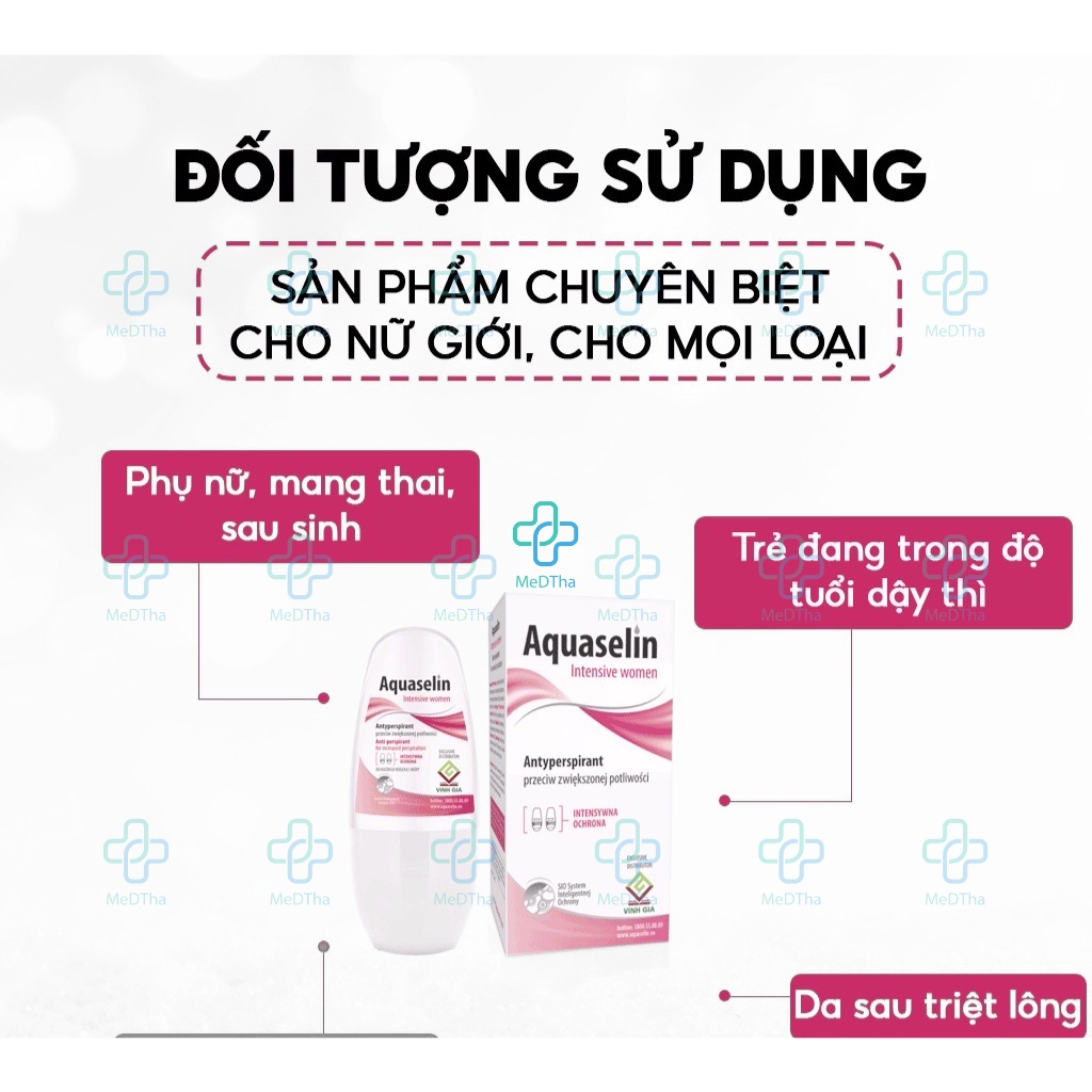 Lăn Khử Mùi Hôi Nách Aquaselin - Lăn Nách, Giảm Mùi Hôi, Không Mùi, Không Ố Vàng 72H (Lọ 20/50ml) [Chính Hãng]