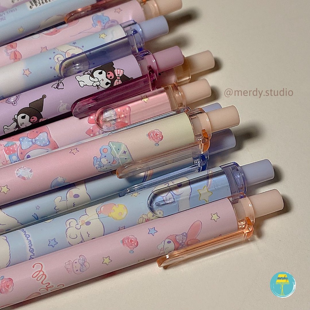 Set 5 cây bút JOYTOP Sanrio Characters Kuromi, Cinnamoroll, My Melody mực đen, ngòi 0.5mm