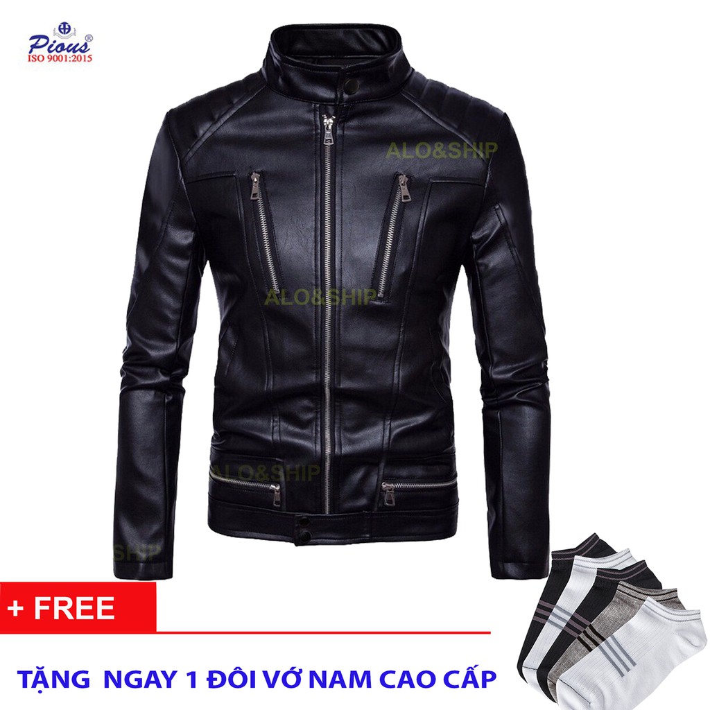 Áo khoác da nam lót dù thời trang cao cấp piuos AKD019 tặng vớ