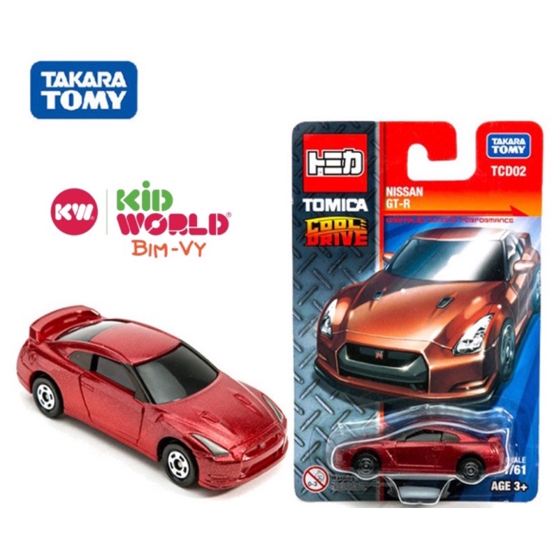 Xe mô hình Tomica Card Cool Drive Nissan GT-R TCD02. Made in China. Tỷ lệ 1:61.