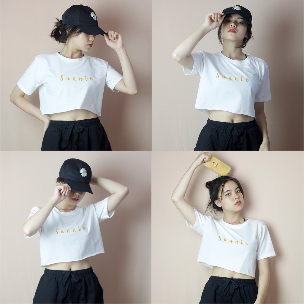 Áo Croptop sunnie ☀️ màu trắng ảnh thật cực xinh