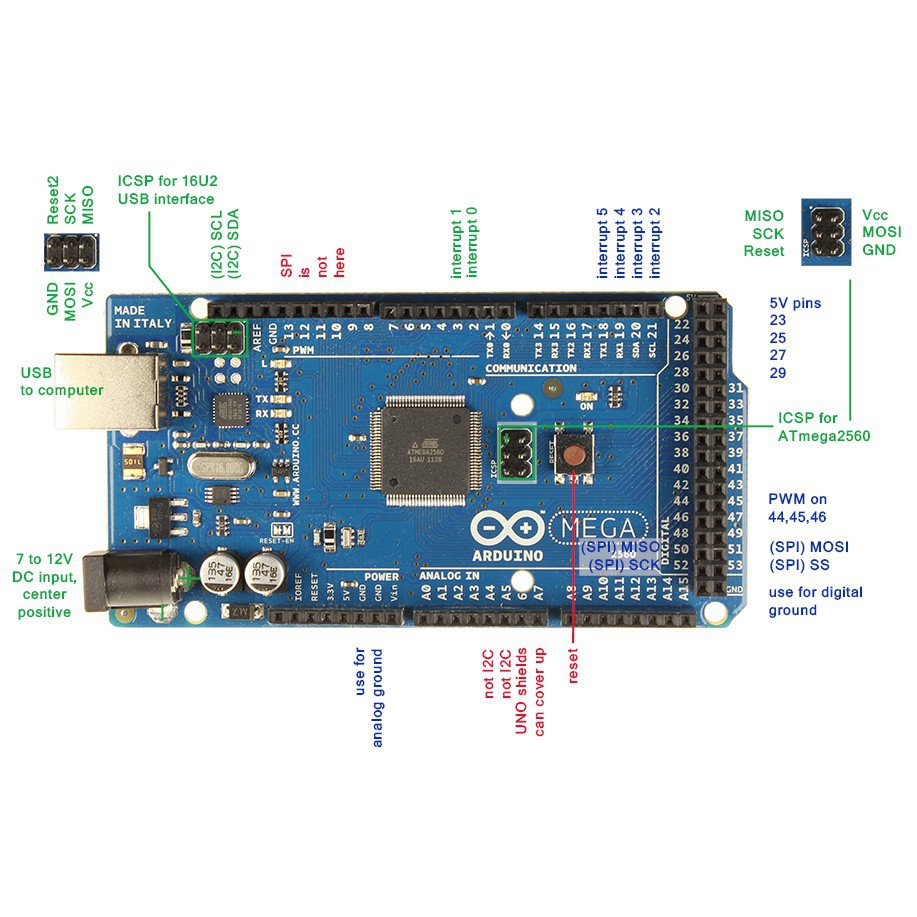 Kit Arduino Mega 2560 R3 ATMEGA16U2 kèm cáp USB