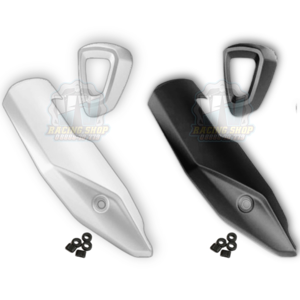Bộ Ốp Che Pô - Chụp Đuôi Pô Winner X V2 V3 Giả Zin Honda Đen Và Bạc Trơn Mờ Racing Star