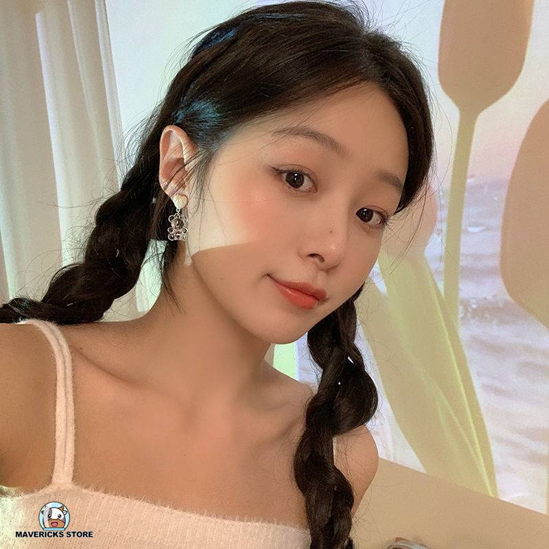 Khuyên tai hình gấu trong suốt dễ thương phong cách thời trang Hàn Quốc