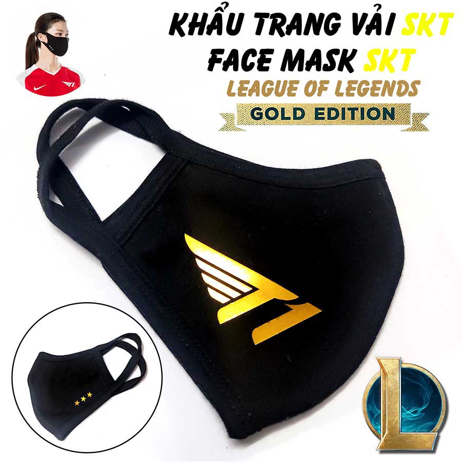 Khẩu Trang Vải 2 Lớp Đen Cho Game Thủ Hâm Mộ Faker Phiên Bản SKT T1 Có Clip Đeo Thực Tế