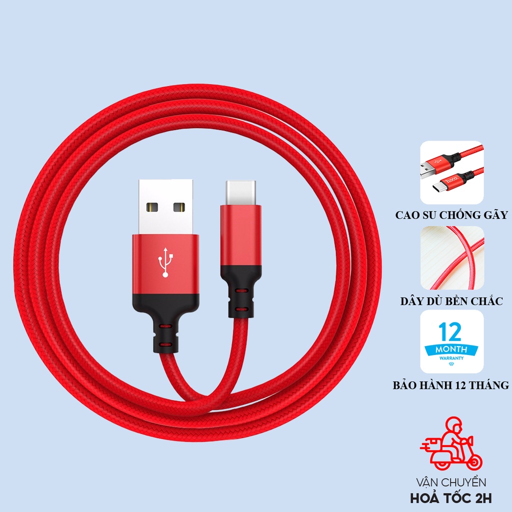 Dây sạc android Hoco X14 USB-TypeC dây bọc dù chống đứt gãy dài 1/2 mét