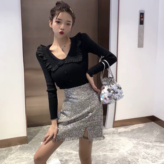 [SẴN] Áo len tăm cổ sen bèo nhún (ảnh thật) | BigBuy360 - bigbuy360.vn