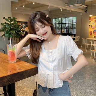 【CoCo】áo sơ mi , Áo sơ mi tay ngắn - áo sơ mi nữ form rộng tay lỡ hoa tiet