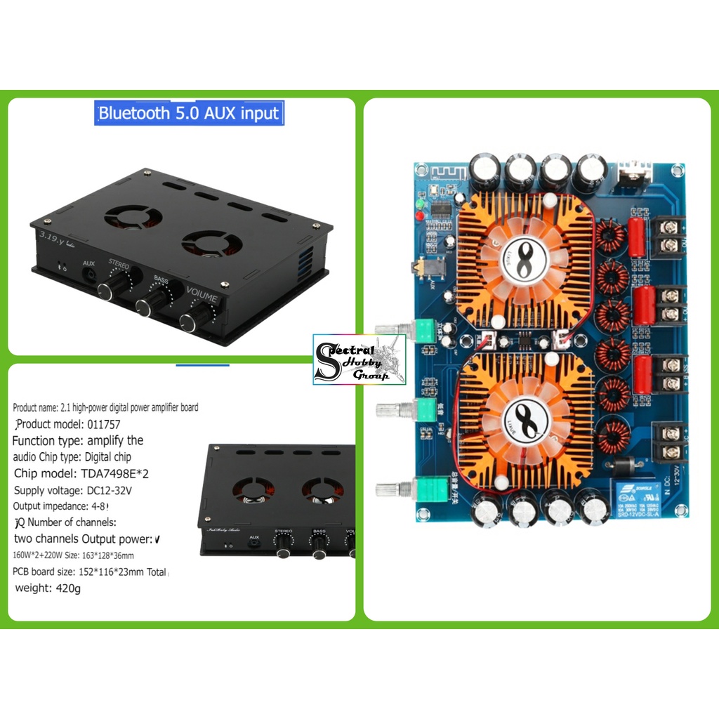 Mạch khuếch đại âm thanh TDA7498E 2.1 kênh 2* 160W + 220W bluetooth 5.0 DUAL CORE Digital Audio Amplifier