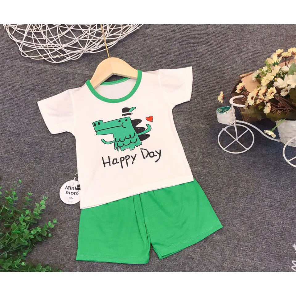 Đồ Bộ Mặc Nhà Cộc Tay Cho Bé Trai Bé Gái Chất Cotton Giấy Mềm Mát - Quần Áo Trẻ Em 3-12KG - GIAO MÀU NGẪU NHIÊN