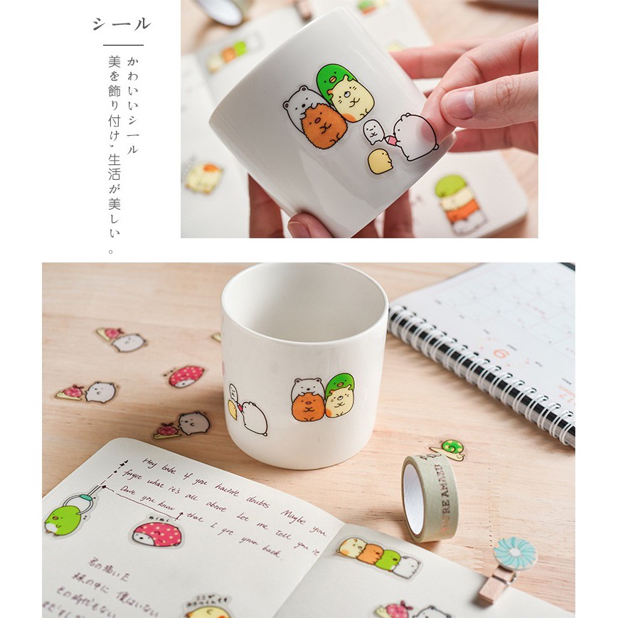 Gói 50 sticker động vật cute trang trí planner
